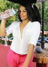 Teen Transgirl in wet shirt action